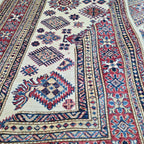 5x7 Beige Super Kazak Geometric Area Rug | Handmade Wool & Cotton Rug