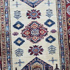 2.5x4 Beige Super Kazak Geometric Area Rug | Handmade Wool & Cotton Rug