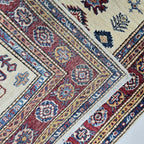 2.5x4 Beige Super Kazak Geometric Area Rug | Handmade Wool & Cotton Rug