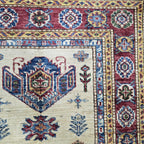 2.5x4 Beige Super Kazak Geometric Area Rug | Handmade Wool & Cotton Rug