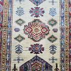 2.5x4 Beige Super Kazak Geometric Area Rug | Handmade Wool & Cotton Rug