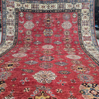 6x9 Red Super Kazak Geometric Area Rug | Handmade Wool & Cotton Rug