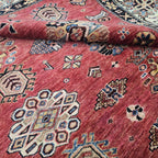 6x9 Red Super Kazak Geometric Area Rug | Handmade Wool & Cotton Rug