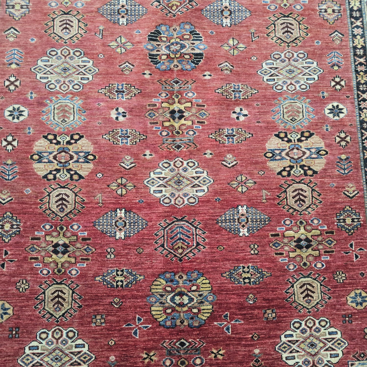 6x9 Red Super Kazak Geometric Area Rug | Handmade Wool & Cotton Rug