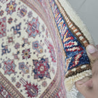 5.5x8 Beige Super Kazak Geometric Area Rug | Handmade Wool & Cotton Rug
