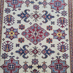 5.5x8 Beige Super Kazak Geometric Area Rug | Handmade Wool & Cotton Rug
