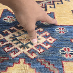 4x6 Golden Super Kazak Geometric Area Rug | Handmade Wool & Cotton Rug