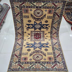 4x6 Golden Super Kazak Geometric Area Rug | Handmade Wool & Cotton Rug