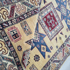 4x6 Golden Super Kazak Geometric Area Rug | Handmade Wool & Cotton Rug
