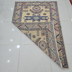 4x6 Golden Super Kazak Geometric Area Rug | Handmade Wool & Cotton Rug
