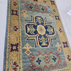 2x3 Gray Commercial Kazak Geometric Area Rug | Handmade Wool & Cotton Rug