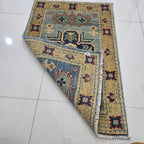 2x3 Gray Commercial Kazak Geometric Area Rug | Handmade Wool & Cotton Rug