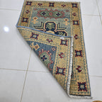 2x3 Gray Commercial Kazak Geometric Area Rug | Handmade Wool & Cotton Rug