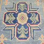2x3 Gray Commercial Kazak Geometric Area Rug | Handmade Wool & Cotton Rug