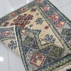 2x3 Beige Commercial Kazak Geometric Area Rug | Handmade Wool & Cotton Rug