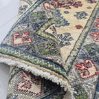 2x3 Beige Commercial Kazak Geometric Area Rug | Handmade Wool & Cotton Rug