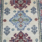 2x3 Beige Commercial Kazak Geometric Area Rug | Handmade Wool & Cotton Rug