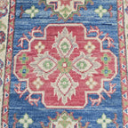 2x3 Blue Commercial Kazak Geometric Area Rug | Handmade Wool & Cotton Rug