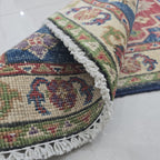 2x3 Blue Commercial Kazak Geometric Area Rug | Handmade Wool & Cotton Rug