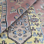 4x6 Orange Kafkazi Geometric Area Rug | Handmade Wool, Cotton & Silk Rug