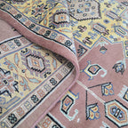 4x6 Orange Kafkazi Geometric Area Rug | Handmade Wool, Cotton & Silk Rug