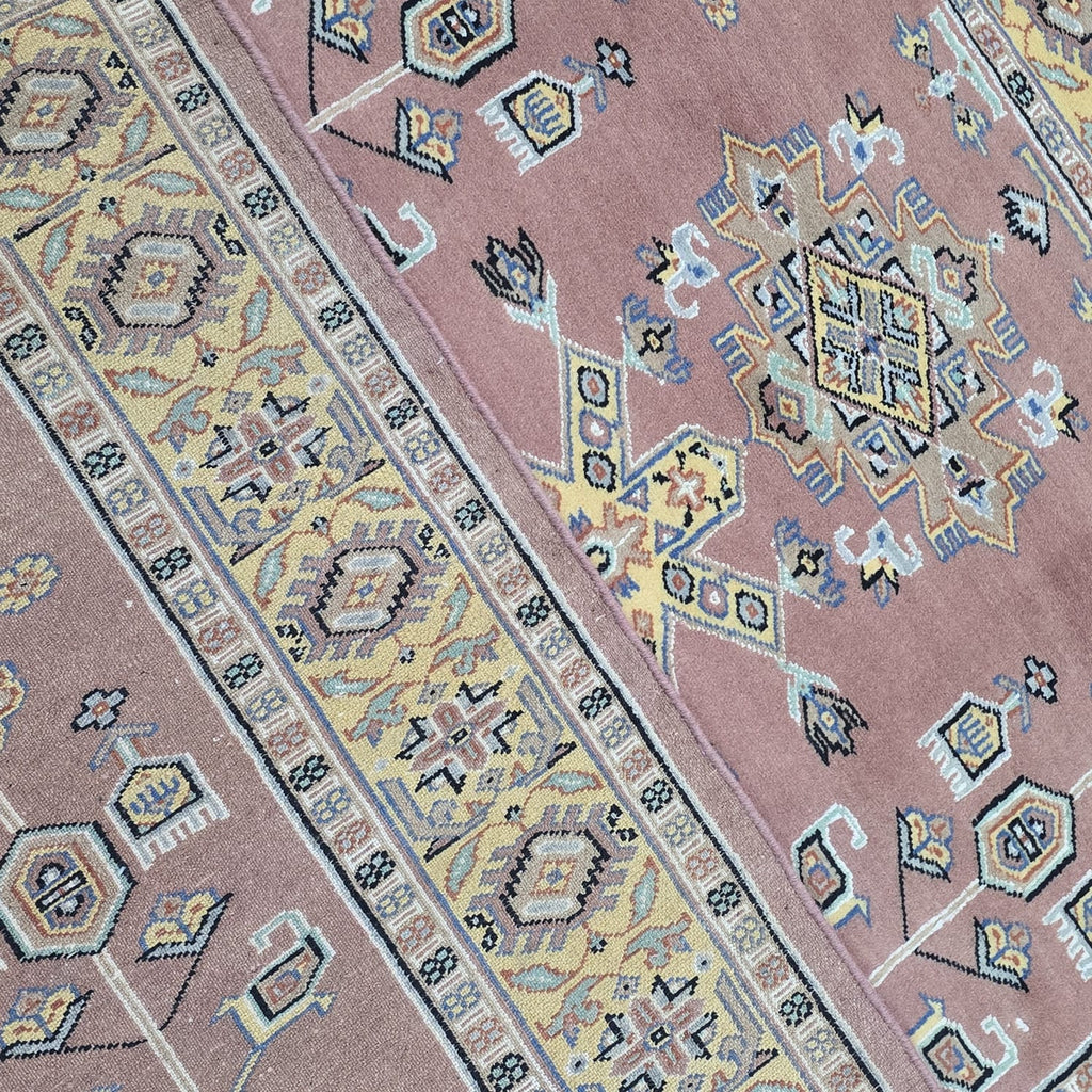 4x6 Orange Kafkazi Geometric Area Rug | Handmade Wool, Cotton & Silk Rug