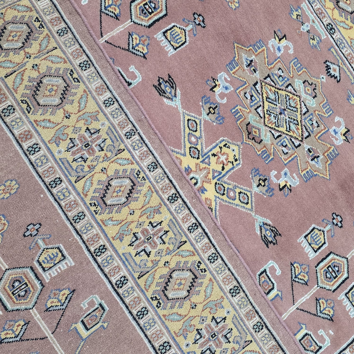 4x6 Orange Kafkazi Geometric Area Rug | Handmade Wool, Cotton & Silk Rug