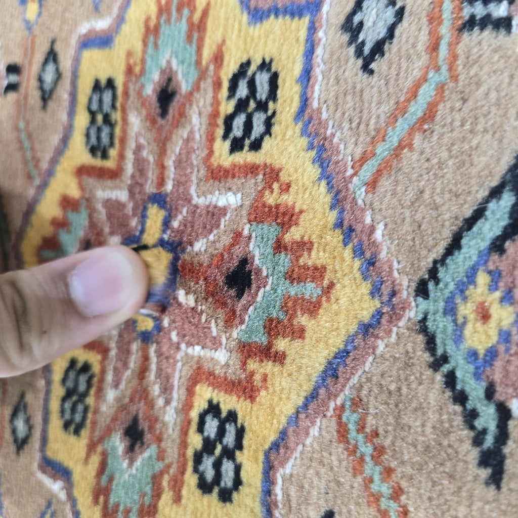 6x9 Orange Kafkazi Geometric Area Rug | Handmade Wool & Cotton Rug