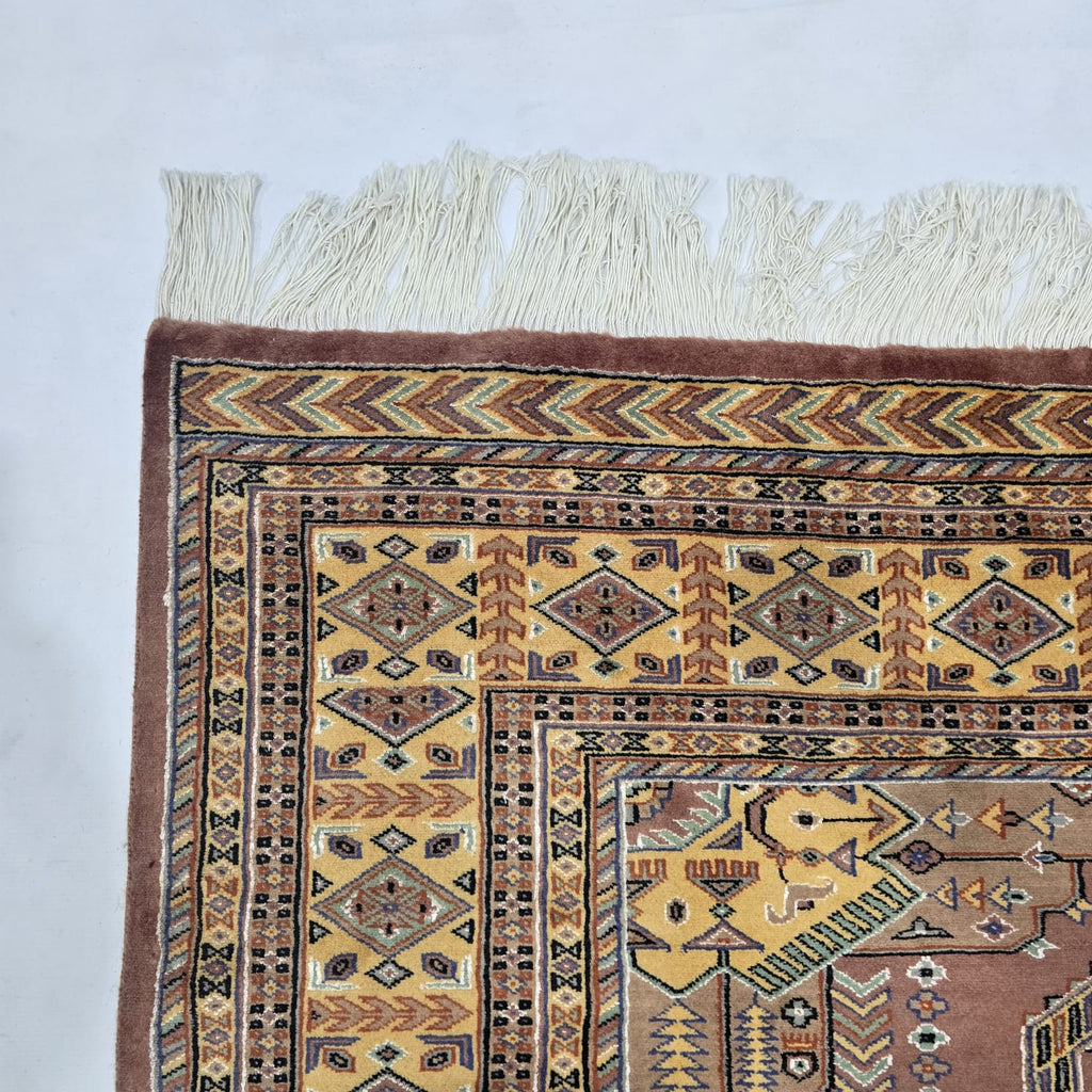 6x9 Orange Kafkazi Geometric Area Rug | Handmade Wool & Cotton Rug