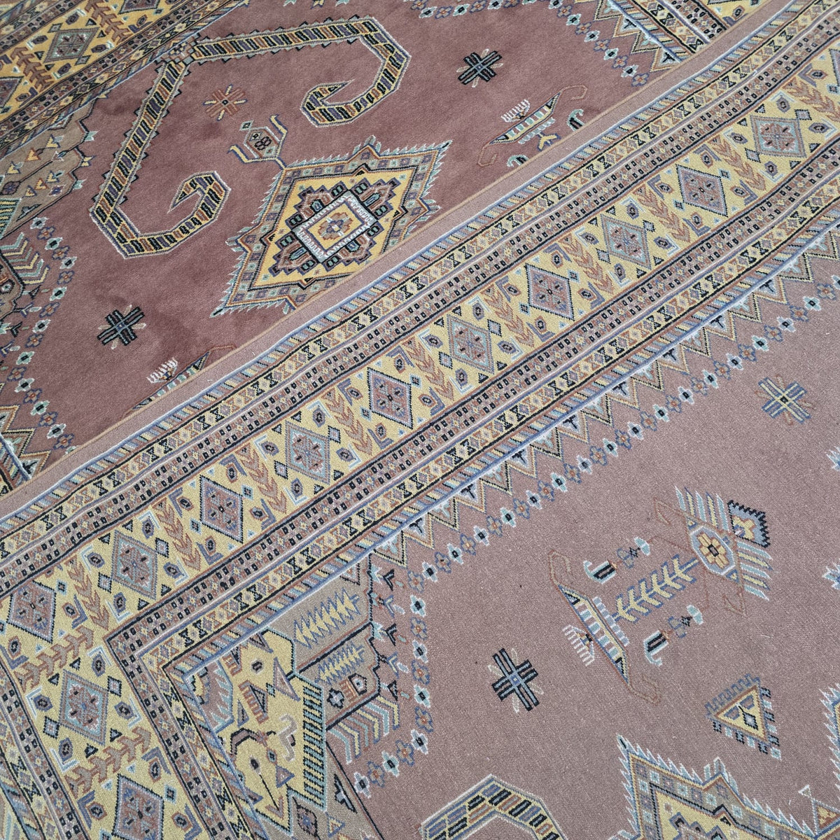 6x9 Orange Kafkazi Geometric Area Rug | Handmade Wool & Cotton Rug