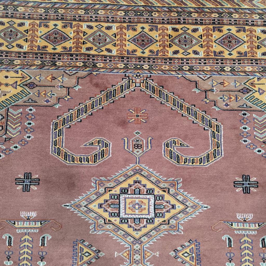 6x9 Orange Kafkazi Geometric Area Rug | Handmade Wool & Cotton Rug