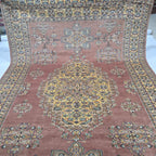 7x10 Orange Kafkazi Geometric Area Rug | Handmade Wool & Cotton Rug