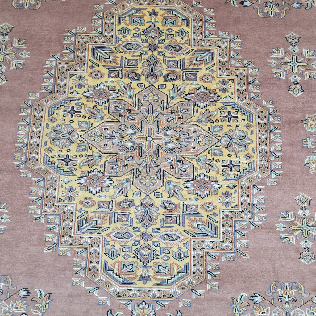 7x10 Orange Kafkazi Geometric Area Rug | Handmade Wool & Cotton Rug