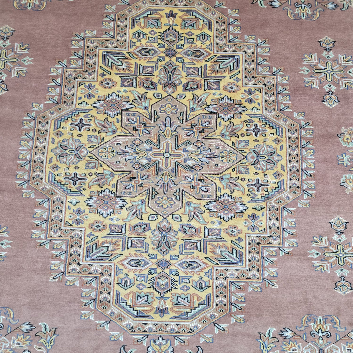 7x10 Orange Kafkazi Geometric Area Rug | Handmade Wool & Cotton Rug