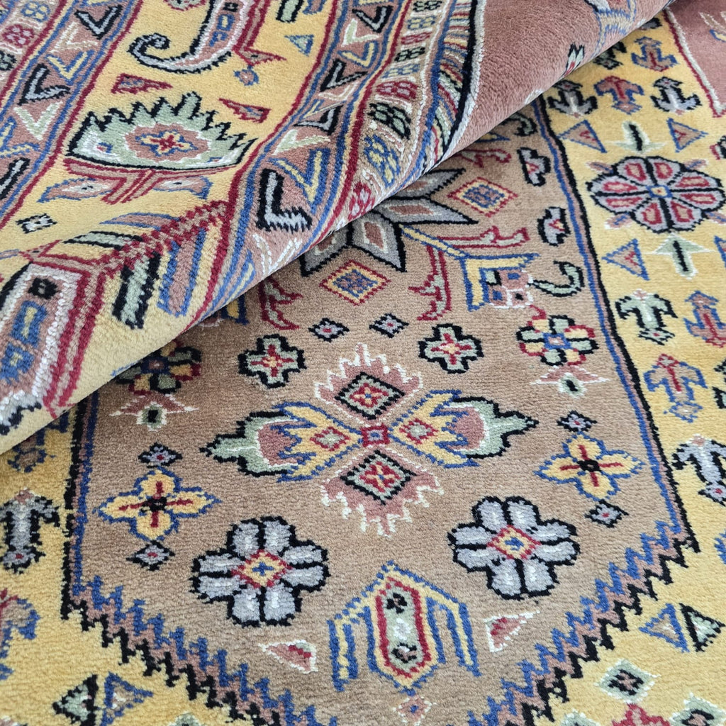 6x10 Orange Kafkazi Geometric Area Rug | Handmade Wool & Cotton Rug