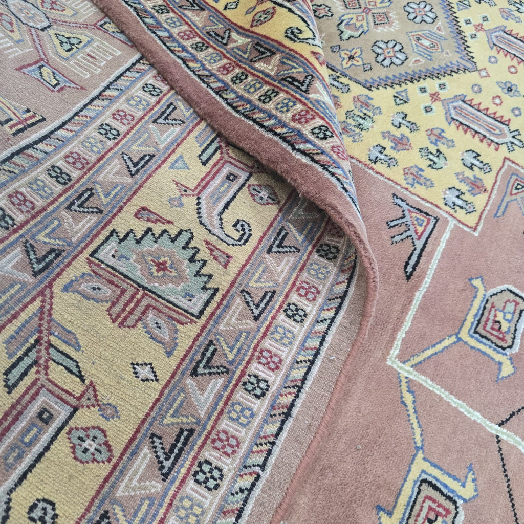 6x10 Orange Kafkazi Geometric Area Rug | Handmade Wool & Cotton Rug