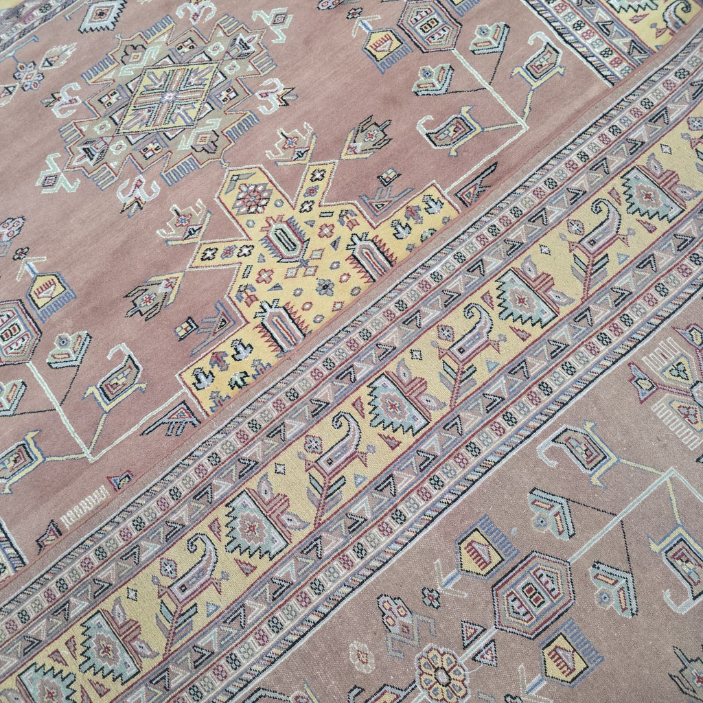 6x10 Orange Kafkazi Geometric Area Rug | Handmade Wool & Cotton Rug