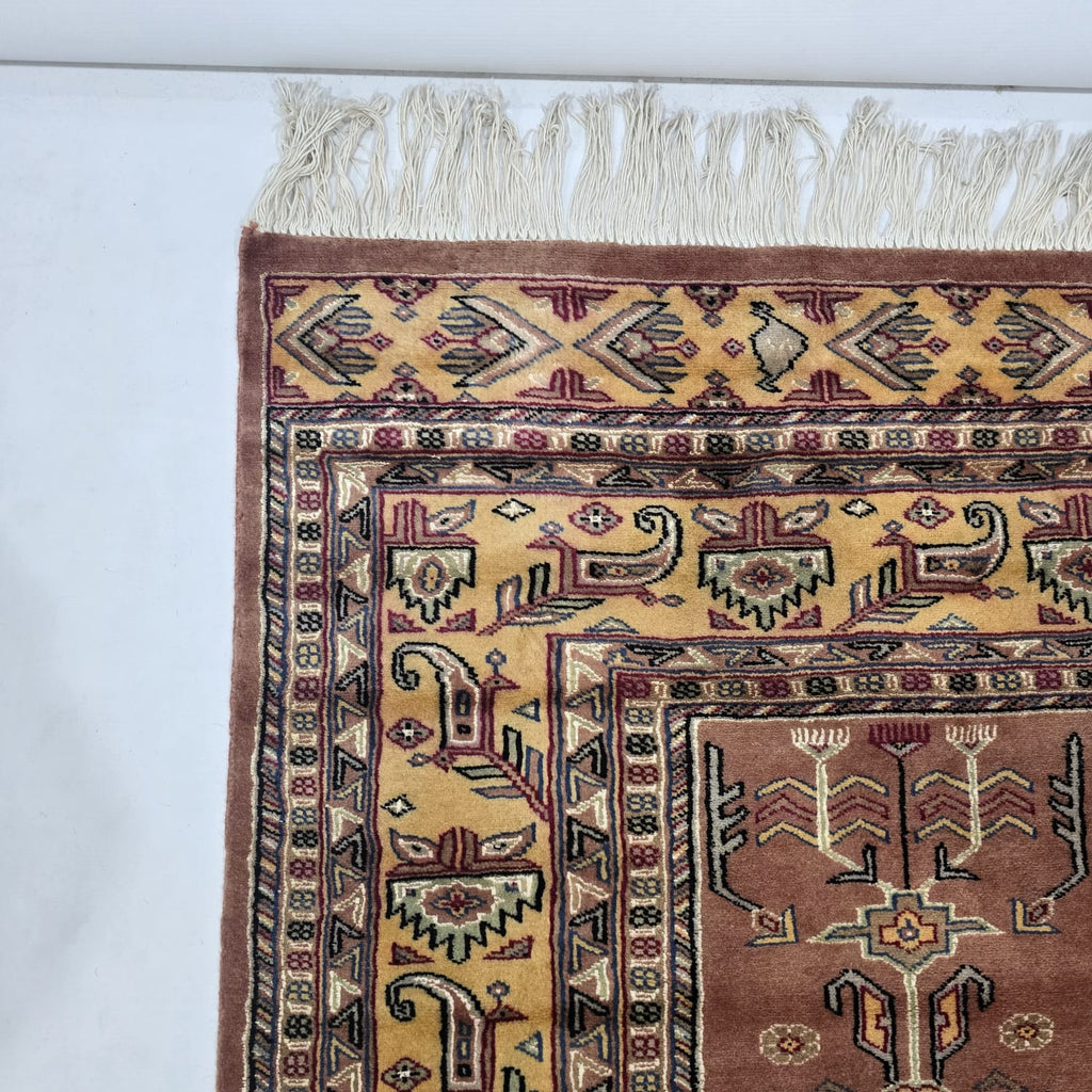 6x10 Orange Kafkazi Geometric Area Rug | Handmade Wool & Cotton Rug
