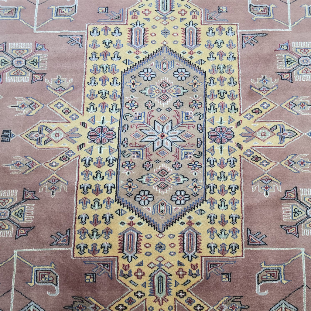 6x10 Orange Kafkazi Geometric Area Rug | Handmade Wool & Cotton Rug