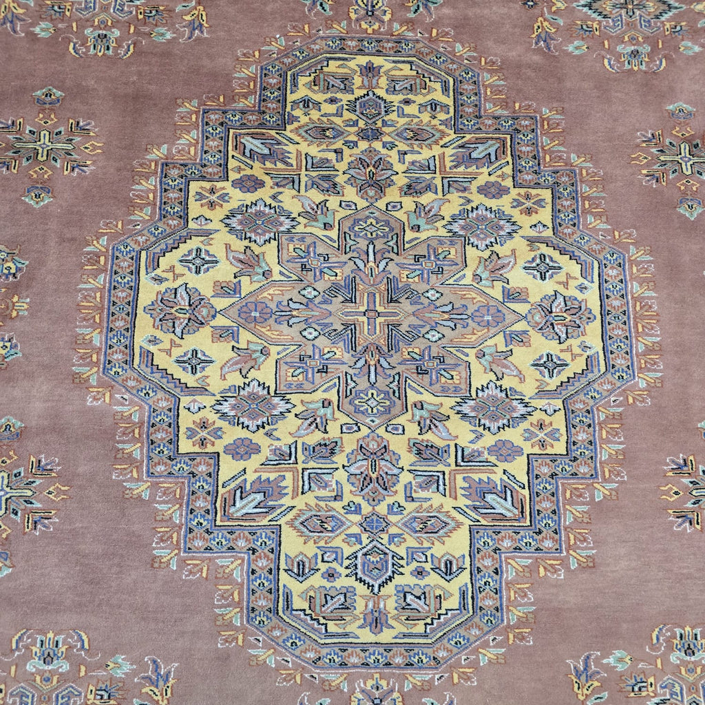 7x10 Orange Kafkazi Geometric Area Rug | Handmade Wool, Cotton & Silk Rug