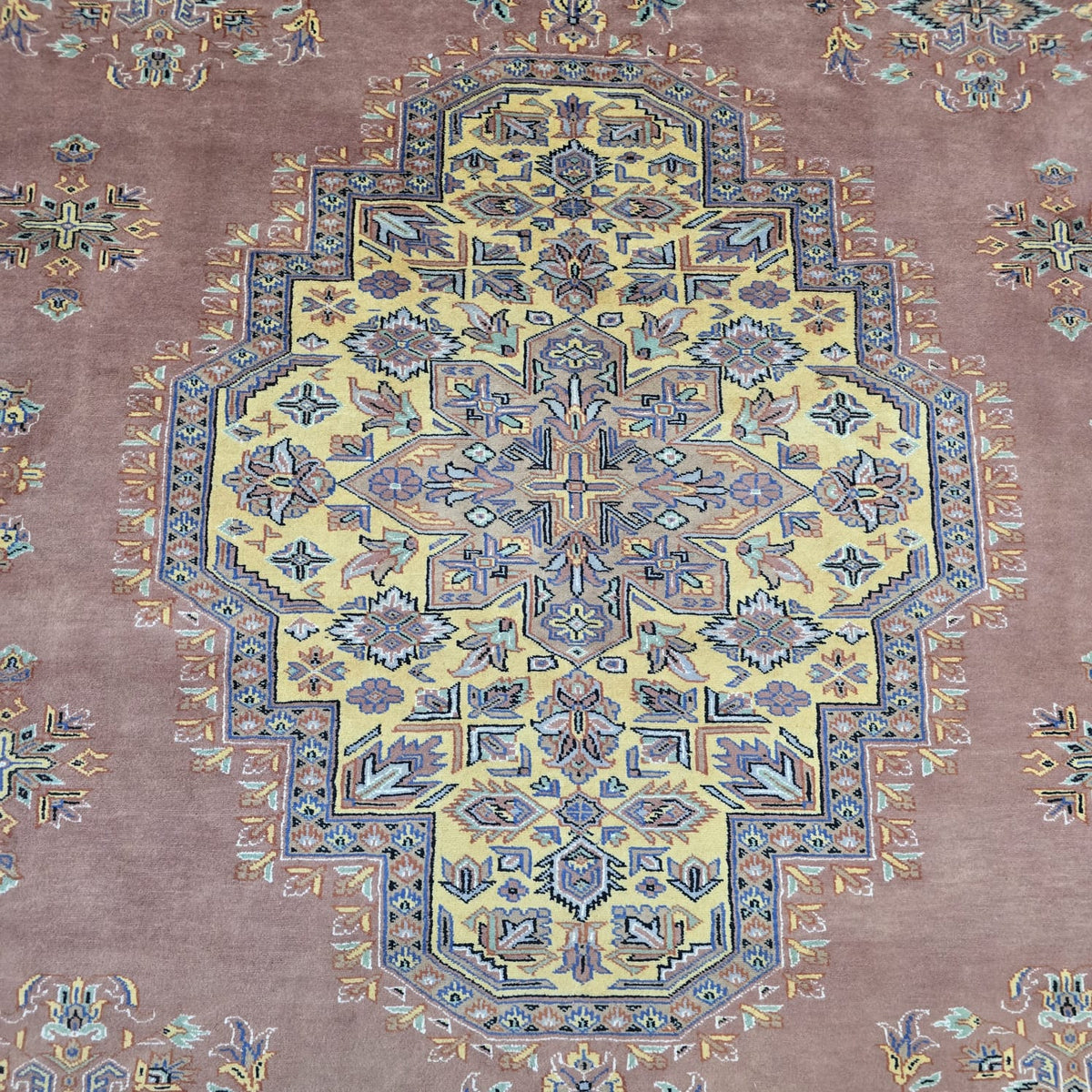 7x10 Orange Kafkazi Geometric Area Rug | Handmade Wool, Cotton & Silk Rug