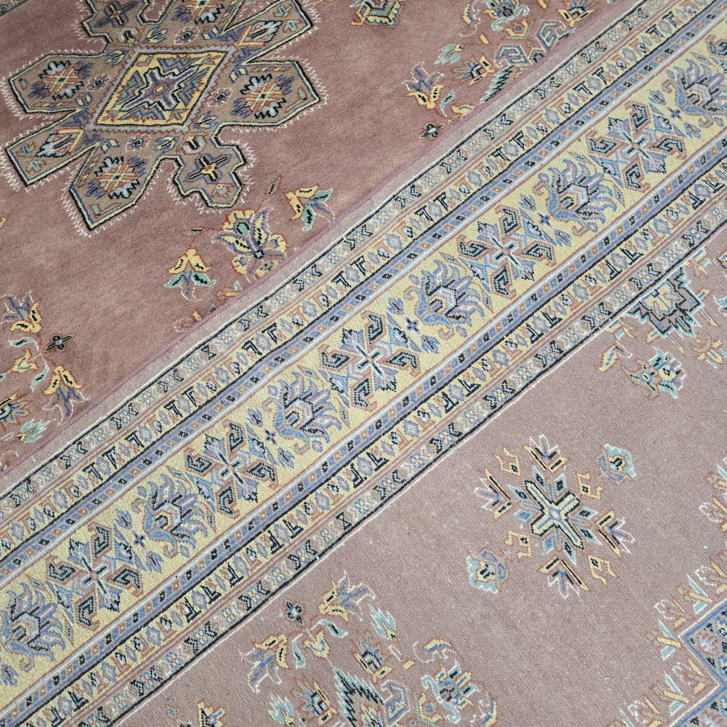 7x10 Orange Kafkazi Geometric Area Rug | Handmade Wool, Cotton & Silk Rug