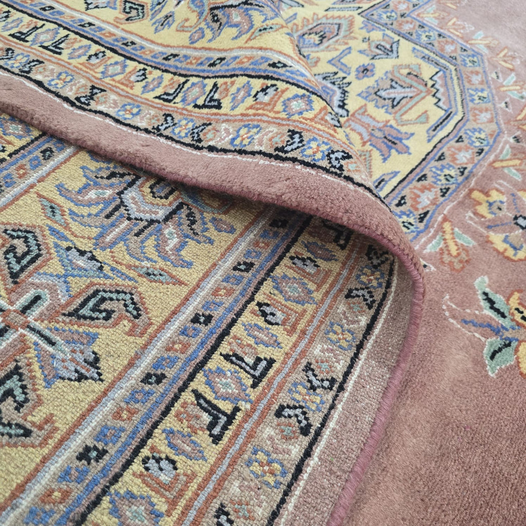 7x10 Orange Kafkazi Geometric Area Rug | Handmade Wool, Cotton & Silk Rug