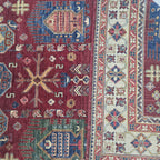 5.5x8 Red Heriz Floral Area Rug | Handmade Wool & Cotton Rug