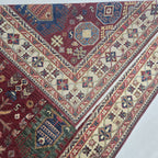 5.5x8 Red Heriz Floral Area Rug | Handmade Wool & Cotton Rug
