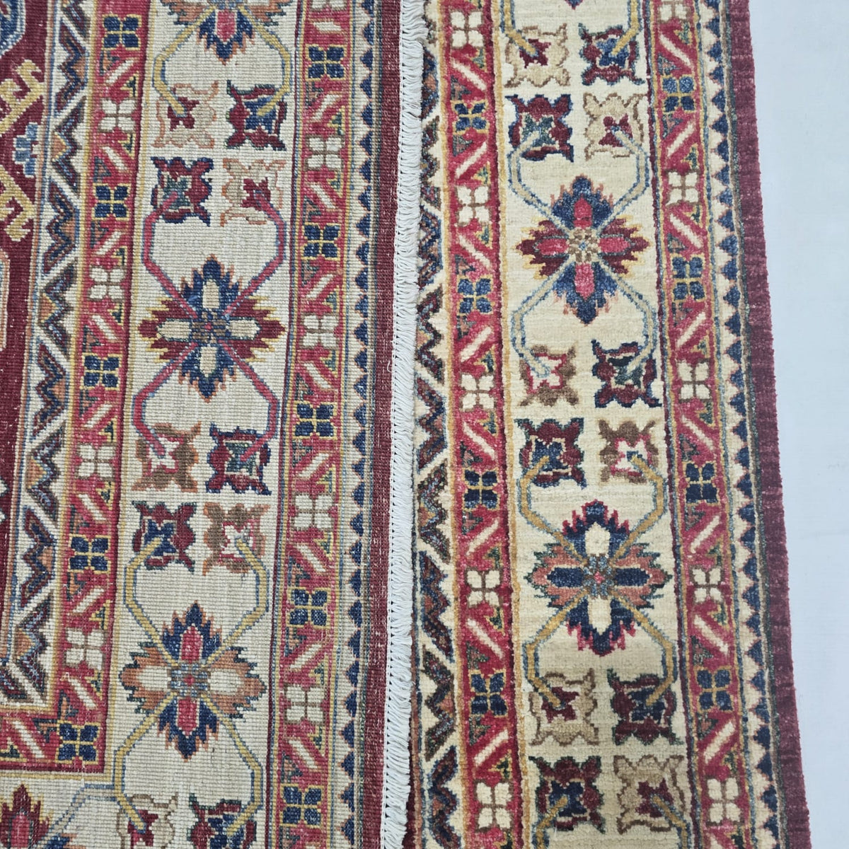 5.5x8 Red Heriz Floral Area Rug | Handmade Wool & Cotton Rug