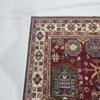 5.5x8 Red Heriz Floral Area Rug | Handmade Wool & Cotton Rug
