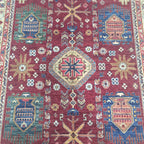 5.5x8 Red Heriz Floral Area Rug | Handmade Wool & Cotton Rug