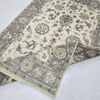 5x8 Beige Chobi Floral Area Rug | Handmade Wool & Cotton Rug