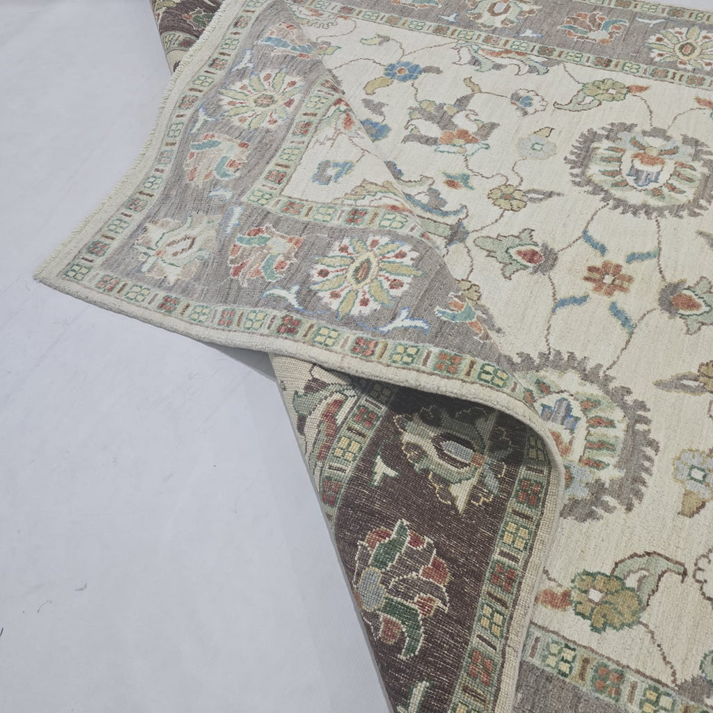 5x8 Beige Chobi Floral Area Rug | Handmade Wool & Cotton Rug
